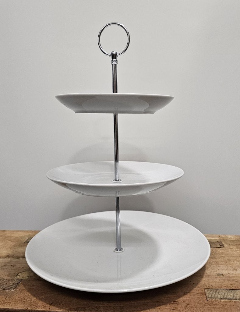 LEUKE WITTE ETAGÈRE, Gebruikt, Ophalen of Verzenden, Schaal of Schalen, Effen