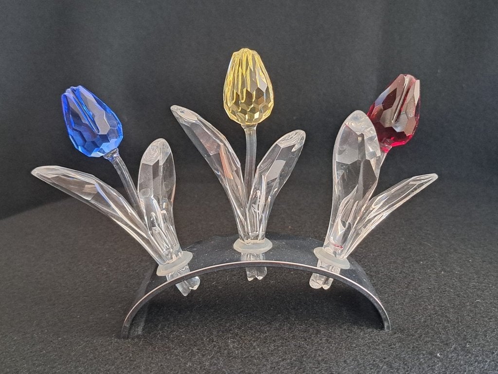 Swarovski set van 3 grote tulpen in standaard, Ophalen of Verzenden, Zo goed als nieuw, Figuurtje