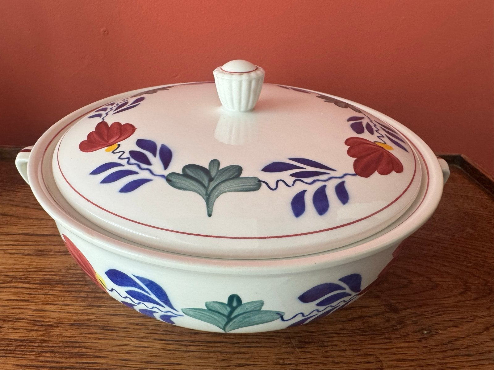 Vintage Boch Frères Boerenbont Terrine met Deksel, Antiek en Kunst, Ophalen of Verzenden