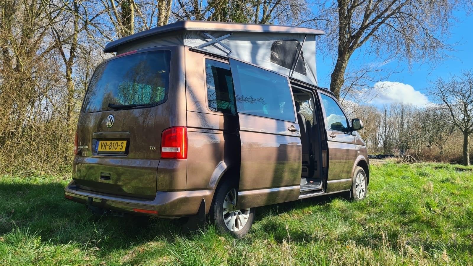 Volkswagen 2015 Bruin, Auto's, Volkswagen, Particulier, Transporter, ABS, Adaptieve lichten, Diesel, Euro 5, Overige carrosserieën