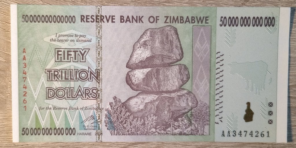 Zimbabwe 50 trillion 2008 UNC AA P90, Postzegels en Munten, Bankbiljetten | Afrika, Verzenden, Zimbabwe