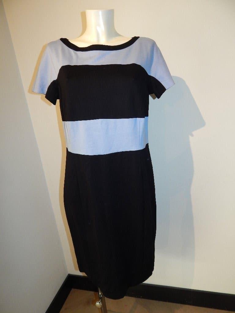Marccain tijdloos mooie casual jurk baby blauw deels N6/44, Maat 42/44 (L), Zo goed als nieuw, Knielengte, Marccain