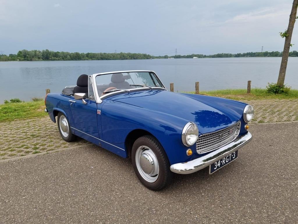 MG Midget cabrio 1500cc 1978, Auto's, Stof, Zwart, Cabriolet, Blauw