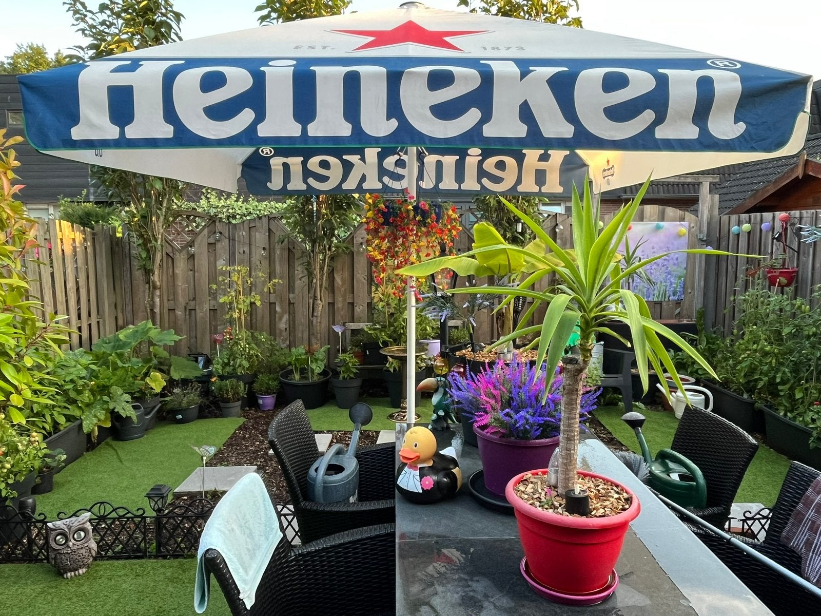 MEGA GROTE XXL HORECA HEINEKEN PARASOL, Ophalen, Zo goed als nieuw, Waterdicht, Stokparasol