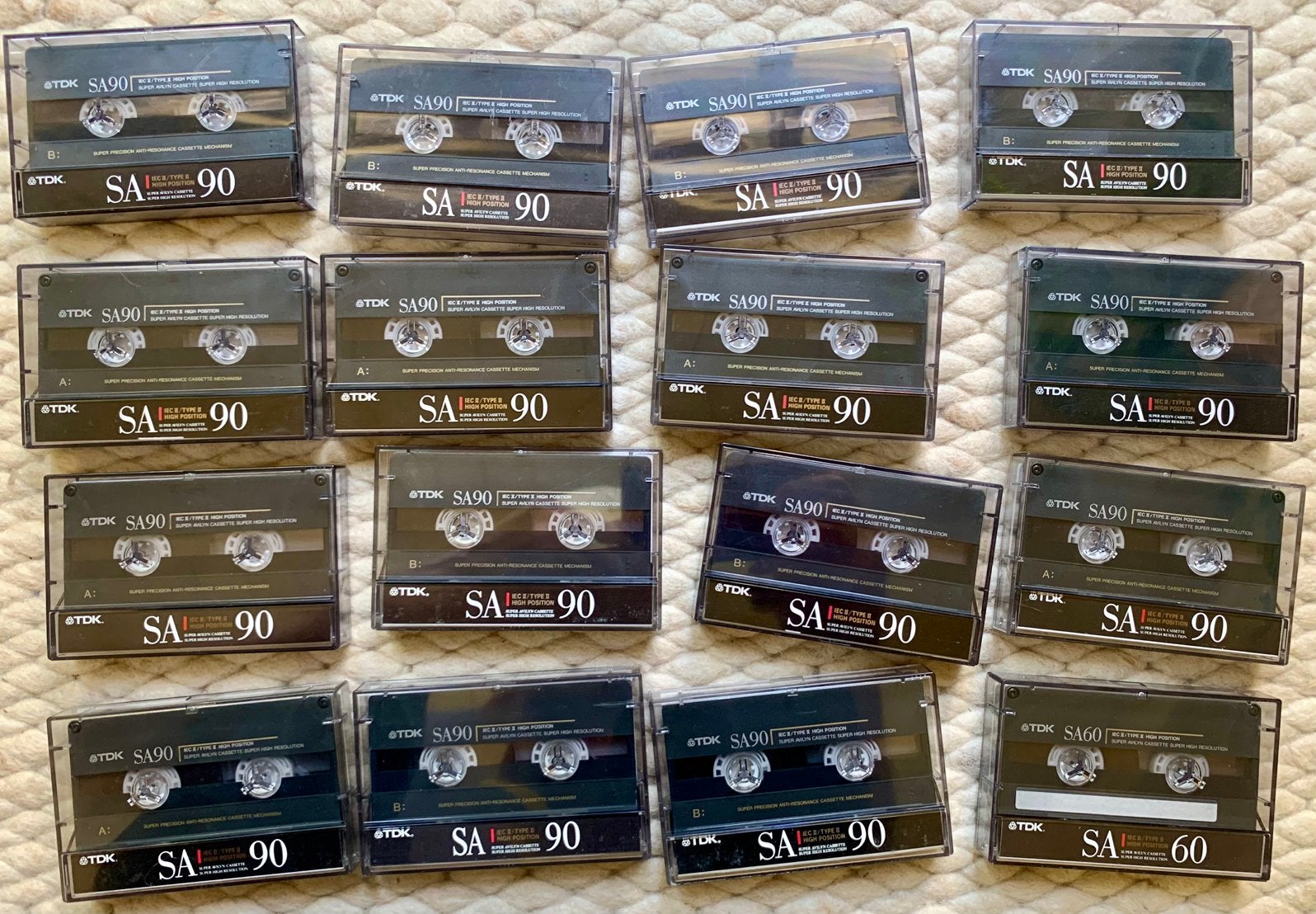 16 TDK SA90 SA60 1990 cassettebandjes SA 90 60 C90 C60 tapes, Gebruikt, 2 t/m 25 bandjes, Ophalen of Verzenden, Voorbespeeld