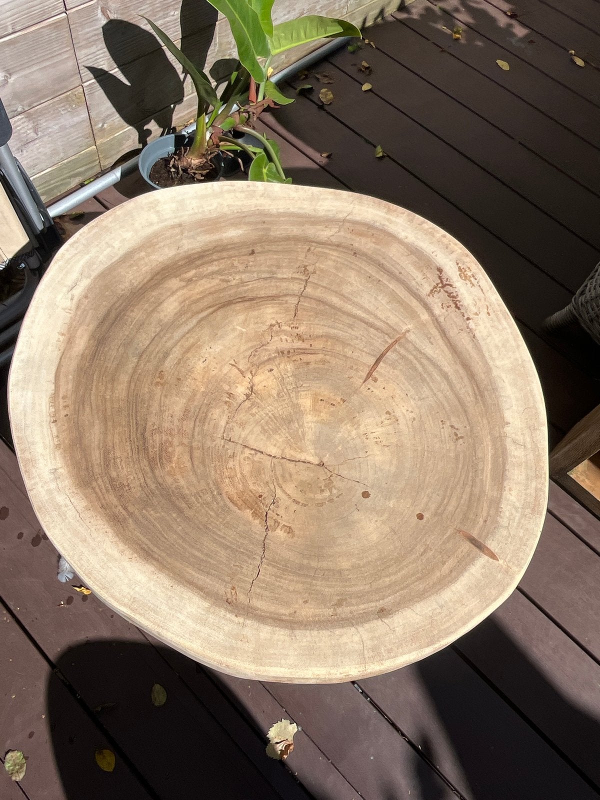 Uniek Suar Bijzettafeltje - Massief Hout, Minder dan 45 cm, Gebruikt, Rond, Hout