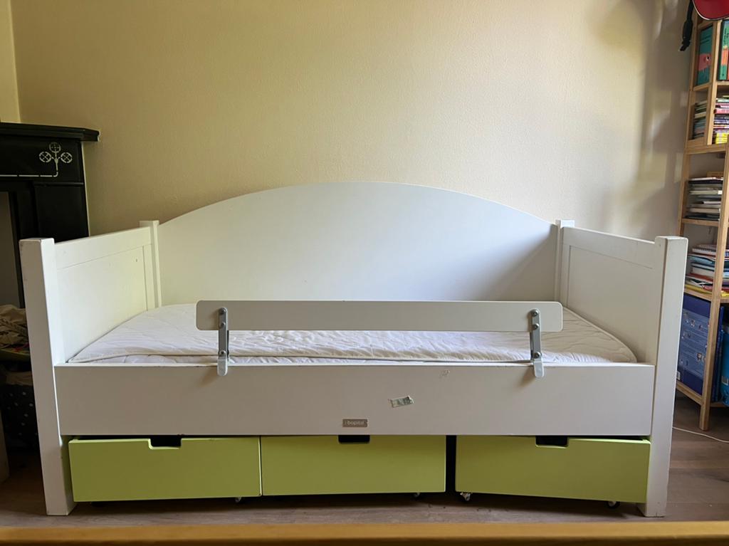 Bopita juniorbed met 3 lades en matras (150x70cm), Kinderen en Baby's, Kinderkamer | Bedden, Gebruikt, 70 tot 85 cm, 140 tot 160 cm