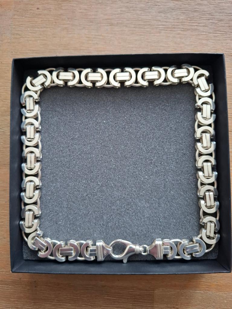 Zeer mooie zilveren konings ketting zgan, Ophalen of Verzenden, Zo goed als nieuw, Zilver, Zilver