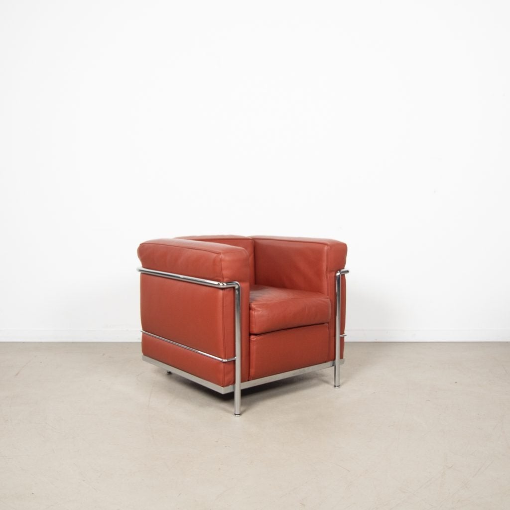 Cassina LC2 Fauteuil Terracotta Leer, Niet ingevuld, Zo goed als nieuw, Niet ingevuld, Niet ingevuld