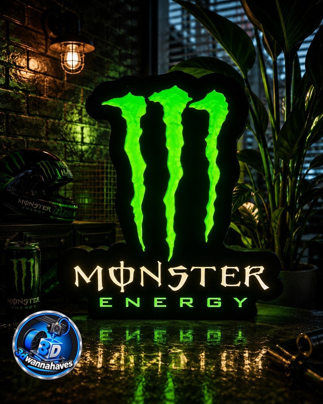 Unieke Monster Energy LED Reclame Verlichting - Decoratie, Verzamelen, Ophalen of Verzenden, Nieuw, Lichtbak of (neon) lamp