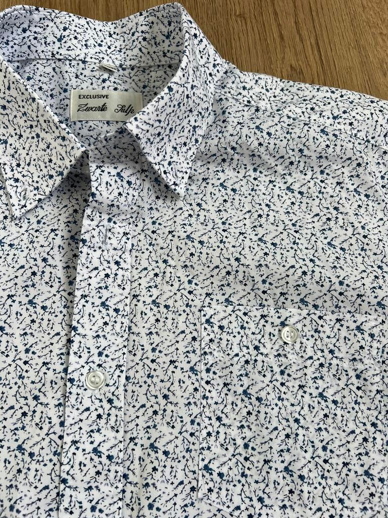 Zwarte tulp blauw wit bloemetjes overhemd xl 43/44, Kleding | Heren, Blauw, Ophalen of Verzenden, Zo goed als nieuw, X