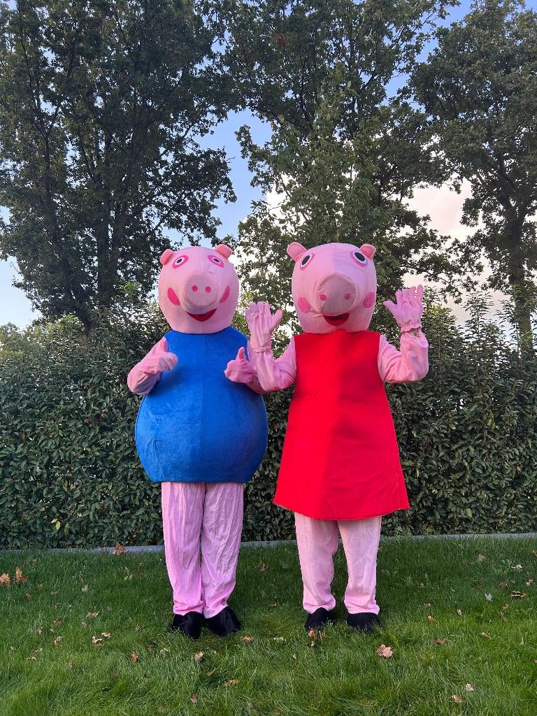 Te Huur: Peppa Pig, George Pig, Kostuum, Verjaardag,Carnaval, Ophalen of Verzenden, Zo goed als nieuw, Verjaardag