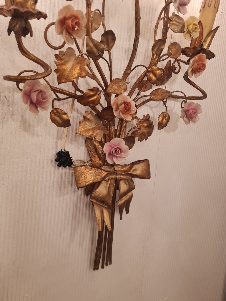 Zeer oude Capodimonte wand lamp foto 1 t/m 4 hoog 75cm, Heikant 21 Kaatsheuvel, Belle Vieille Brocante, Ophalen of Verzenden, Zo goed als nieuw