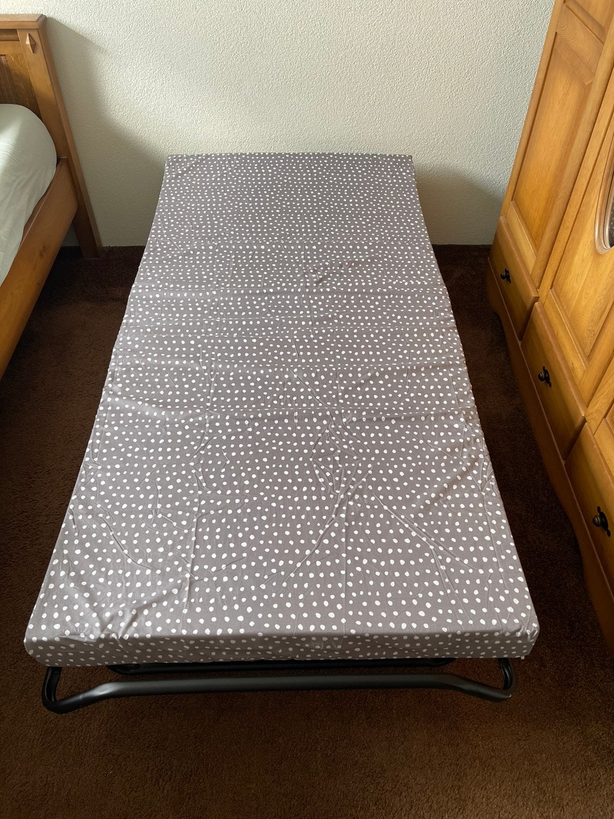 Opklapbed met matras 195x89 cm, Ophalen, Eenpersoons, 190 cm of minder, Zo goed als nieuw