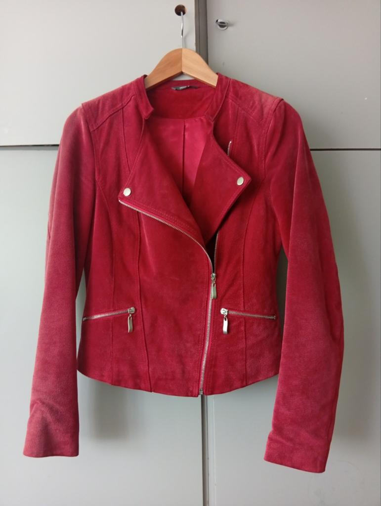 Rood Suède BIKER JACK mt S, Ophalen of Verzenden, Zo goed als nieuw, Rood