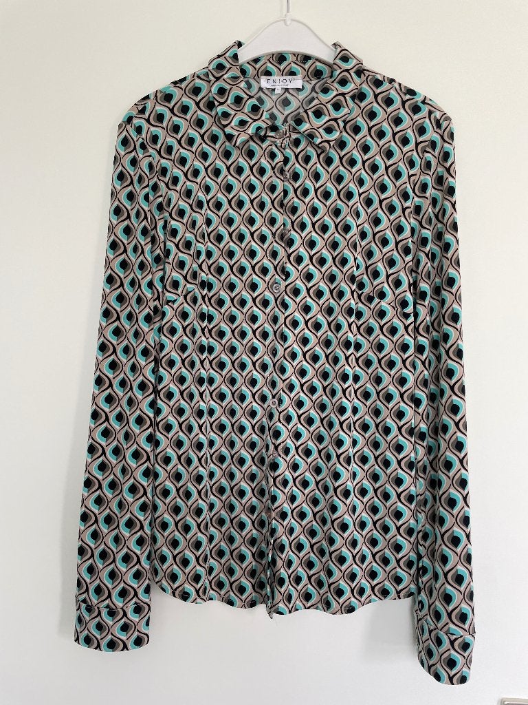 Enjoy blouse top maat M grafisch design, Maat 38/40 (M), Meerkleurig, Enjoy, Ophalen of Verzenden
