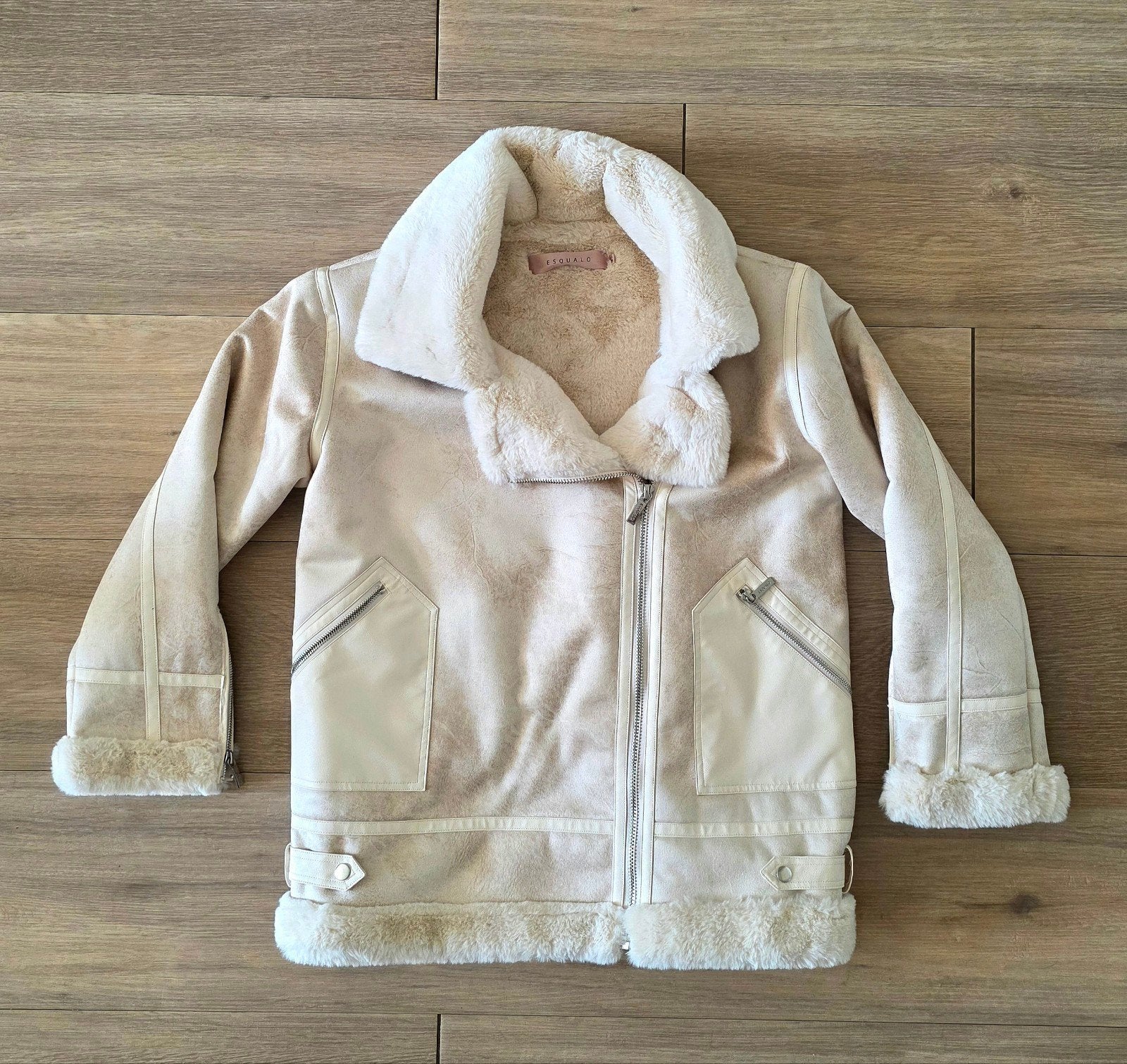 Off white lammy coat look jas met voering, Kleding | Dames, Maat 38/40 (M), Beige, Ophalen of Verzenden, Nieuw
