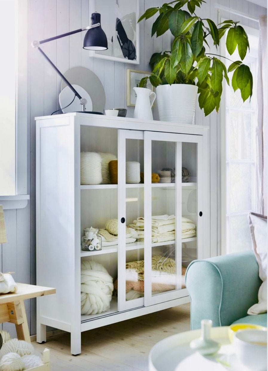 Twee houten Ikea Hemnes boekenkasten vitrinekasten heel mooi, Ophalen, 50 tot 100 cm, Zo goed als nieuw, 150 tot 200 cm