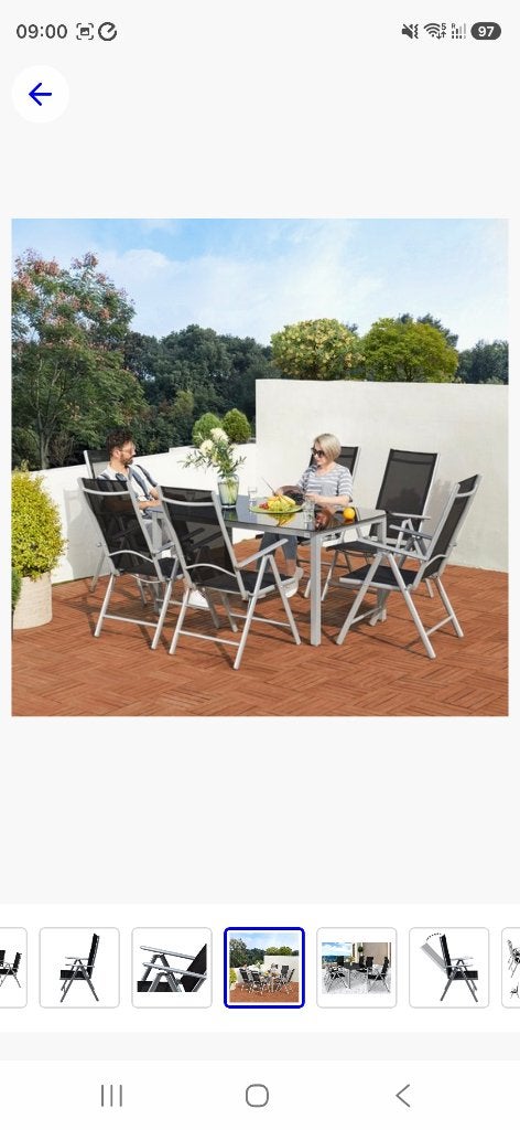 Tuinset 7 delig (tafel en 6 stoelen ), Tuin en Terras, Tuinsets en Loungesets, Ophalen, Gebruikt, 6 zitplaatsen, Aluminium