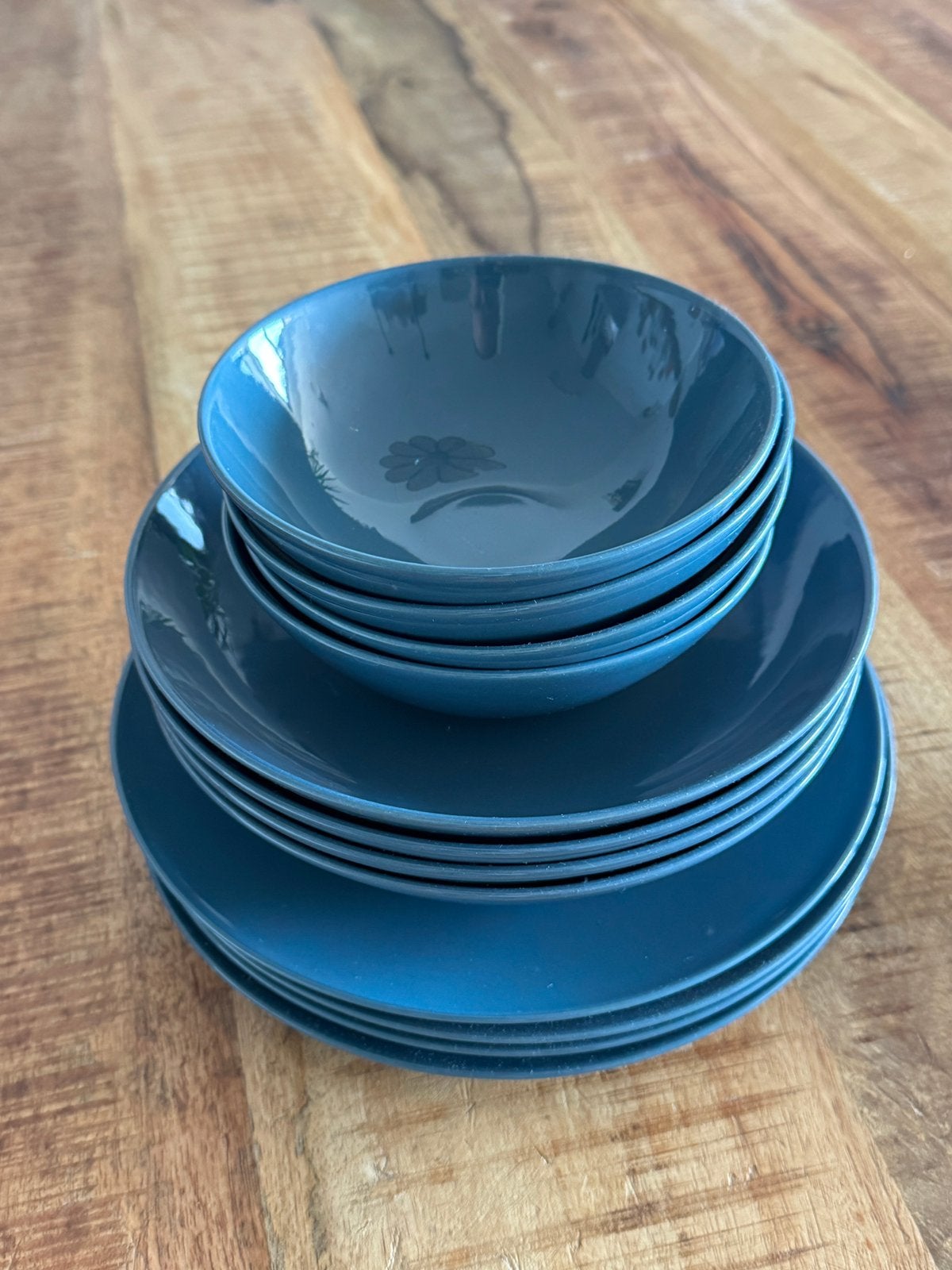 3 delige IKEA bordenset donkerblauw, Huis en Inrichting, Ophalen, Gebruikt, Keramiek, IKEA