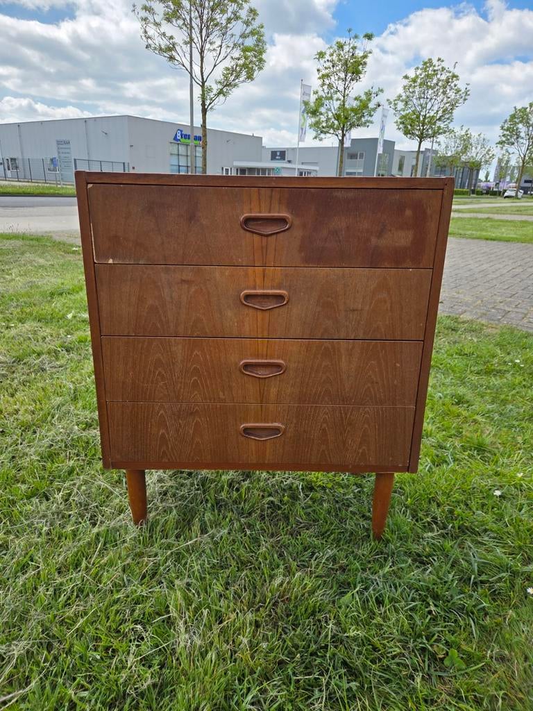 Vintage retro Deens design kast ladekast teak fineer, Ophalen