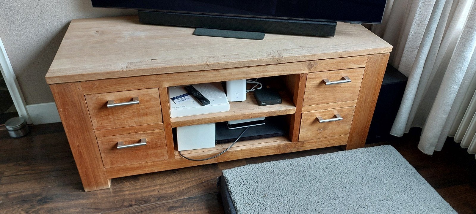 Teakhouten TV-kast - 56x56x130 cm, Ophalen, 100 tot 150 cm, Teakhout, Minder dan 100 cm