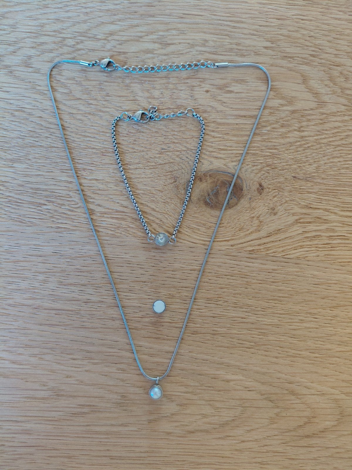 Ixxxi Ketting, Armband & Marmeren Bedel Set, Ophalen of Verzenden, Zo goed als nieuw, Zilver, Overige materialen