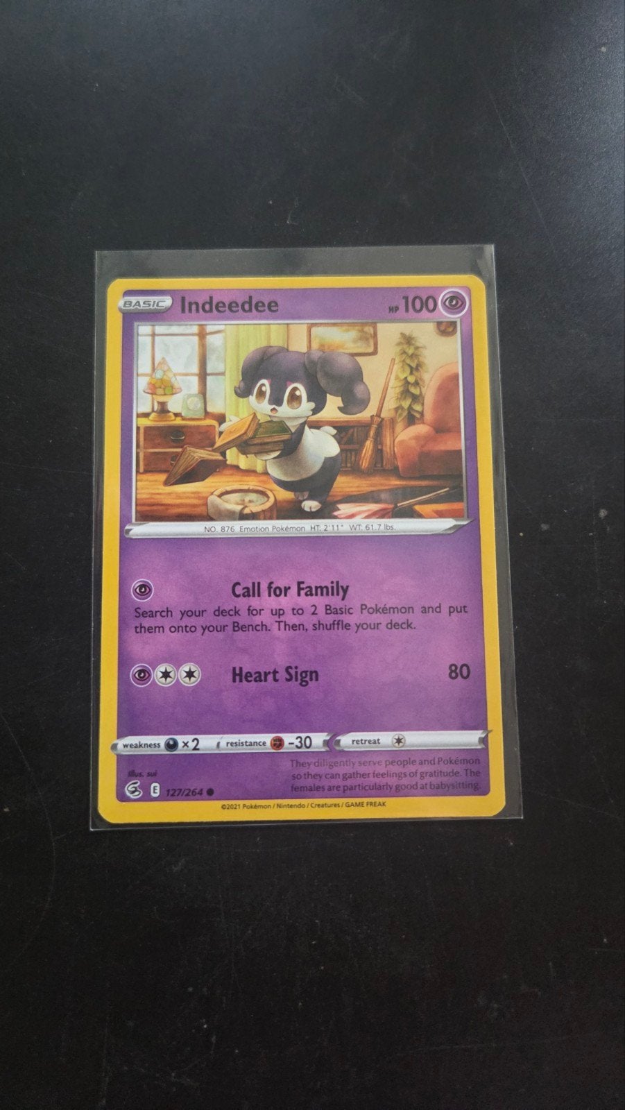 Indeedee 127/264 Fusion Strike Pokémon kaart, Verzenden, Zo goed als nieuw, Losse kaart