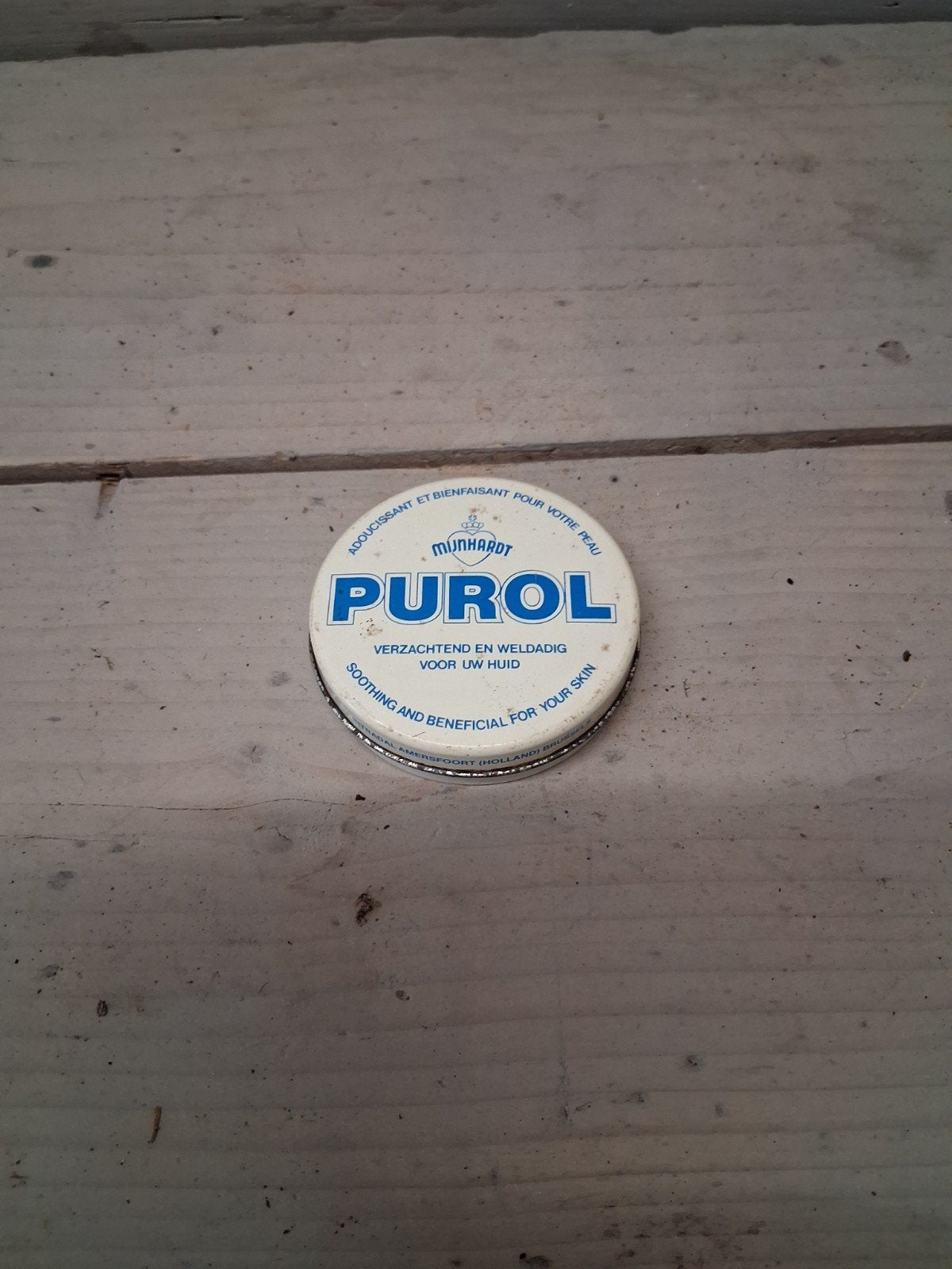 vintage metalen blikje van Purol  Andries Mijnhardt, Ophalen of Verzenden