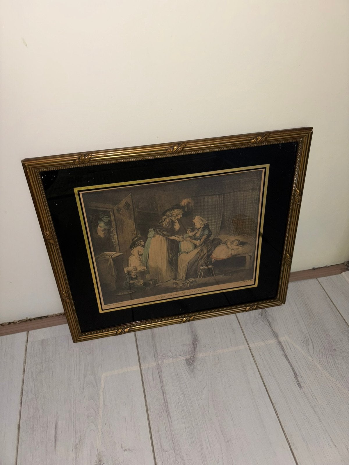 Antiek Genretafereel in Elegante Klassieke Lijst, Ophalen of Verzenden
