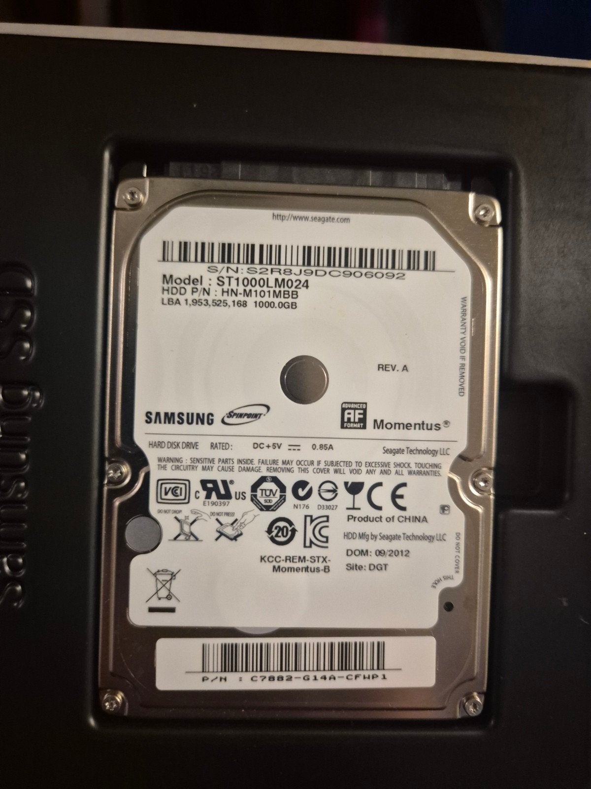 Samsung Momentus 1TB HDD - Intern voor Laptop/Desktop, Computers en Software, Intern, Gebruikt, Server, Ophalen of Verzenden