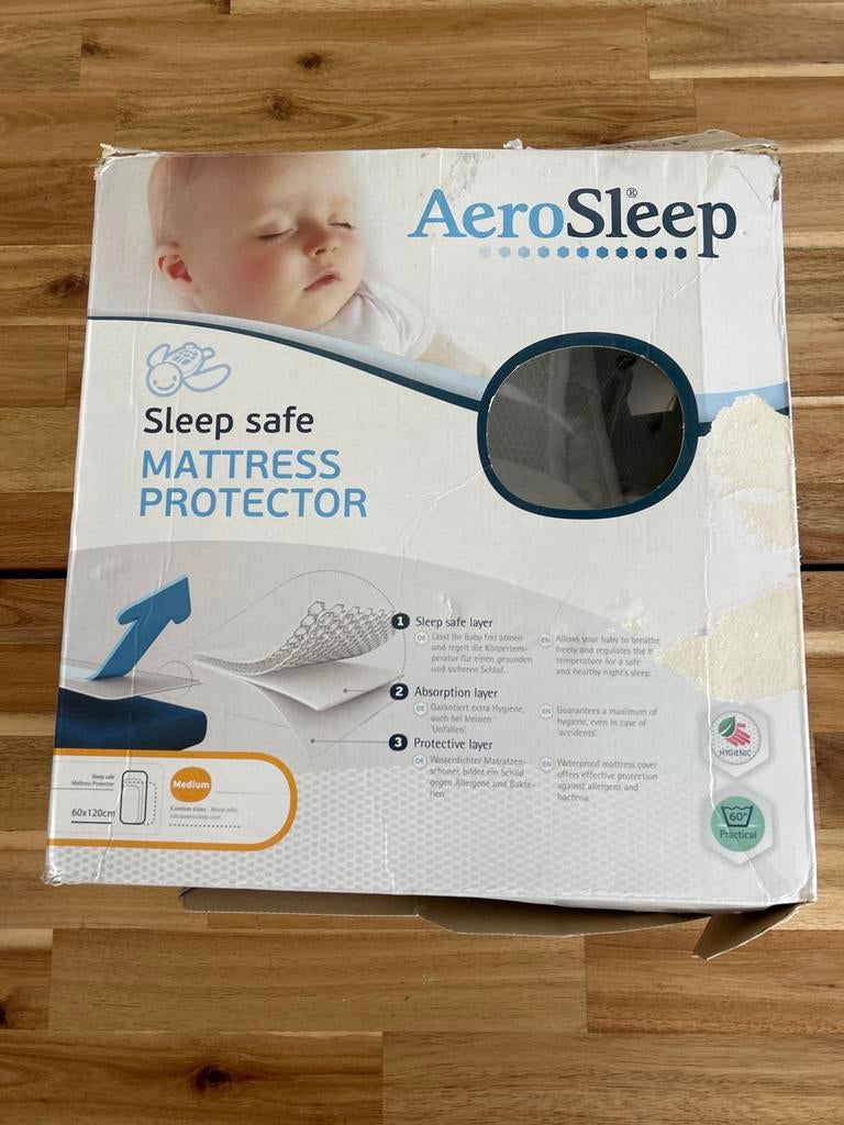 AeroSleep Sleep Safe Matrasbeschermer 60x120cm, Ophalen, Eenpersoons, Wit, Overige typen