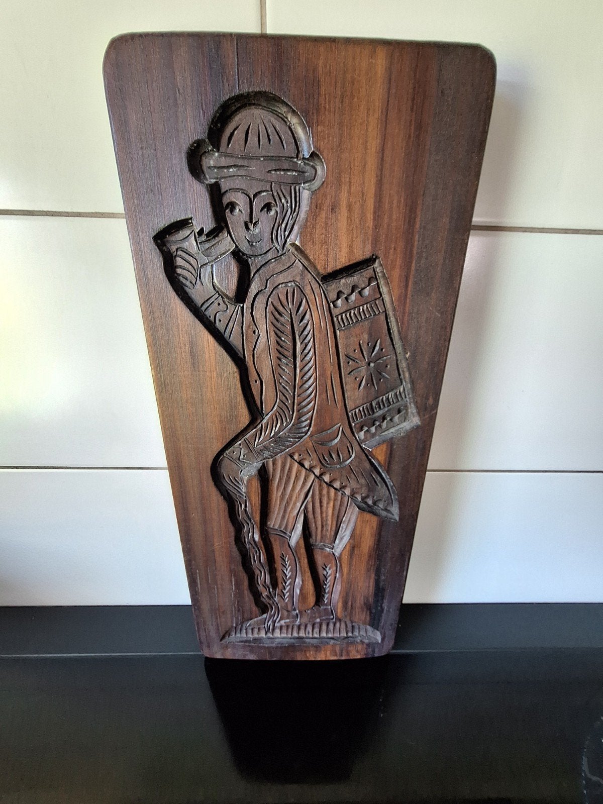 Vintage Houten Speculaasplank - Man met Pijp, Antiek en Kunst, Ophalen of Verzenden