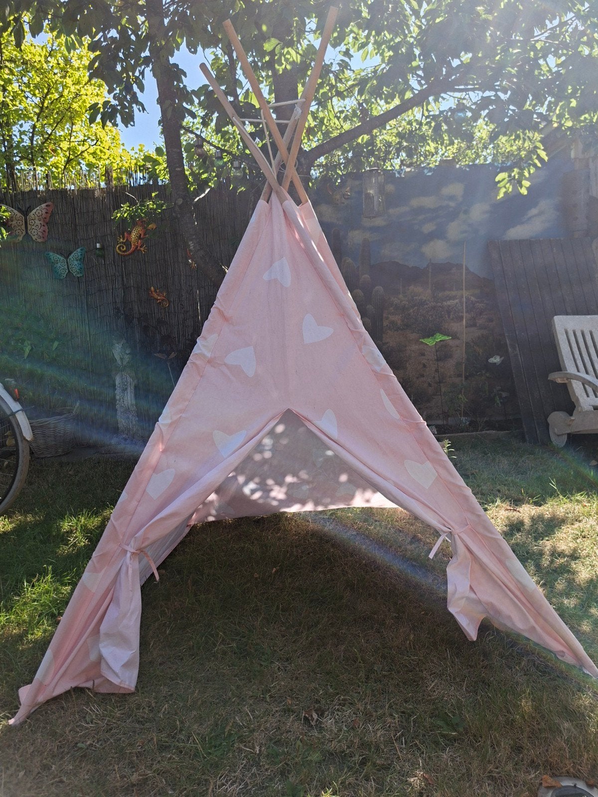 Roze kinder tipi tent met hartjes, Ophalen, Gebruikt