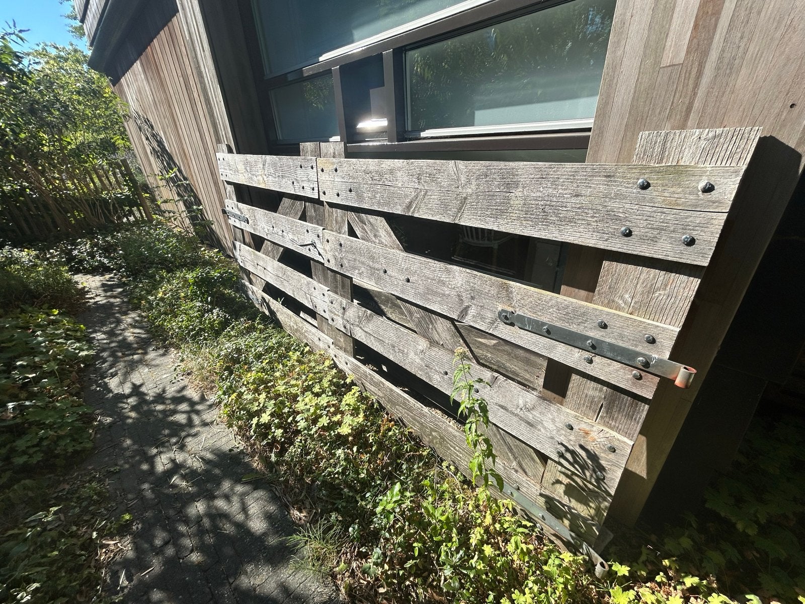 Douglas Houten Hek - 300x130 cm (2 delen), Ophalen, Met poort, Gebruikt, Tuinhek