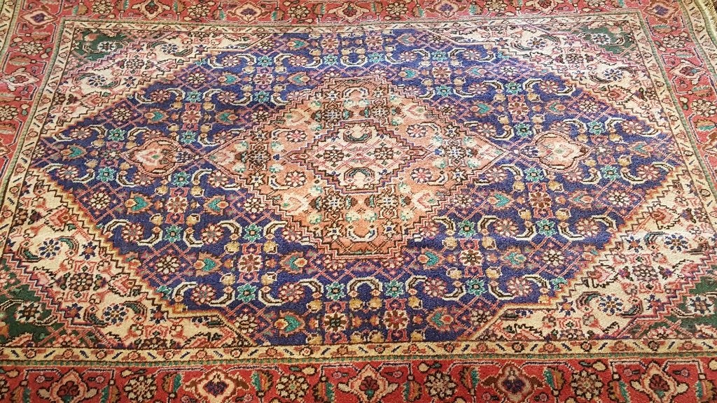Tabriz Perzische tapijt 190 x 141/kleed/Kelim/Oosterse/Loper, 100 tot 150 cm, Blauw, Www.simatapijten.nl, Ophalen of Verzenden