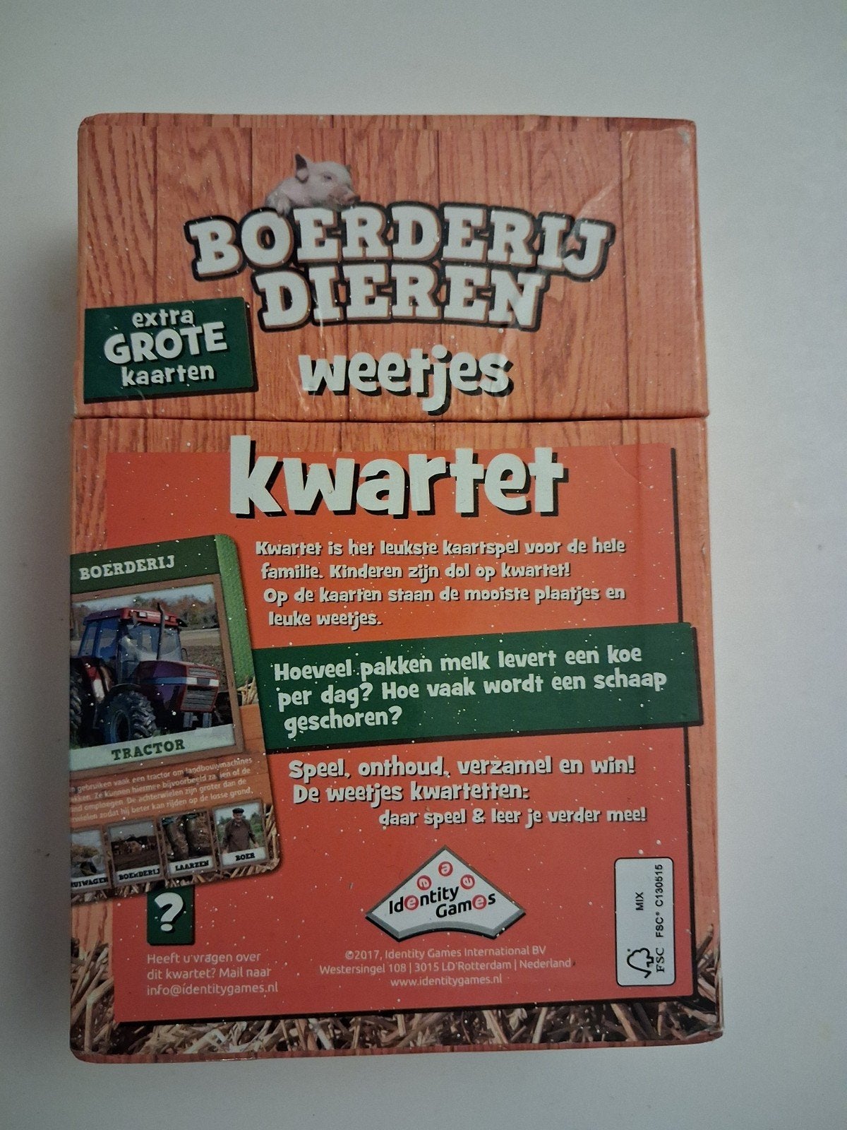 Boerderij Dieren Weetjes Kwartet - Extra Grote Kaarten, Een of twee spelers, Ophalen of Verzenden, Gebruikt, Identity Games