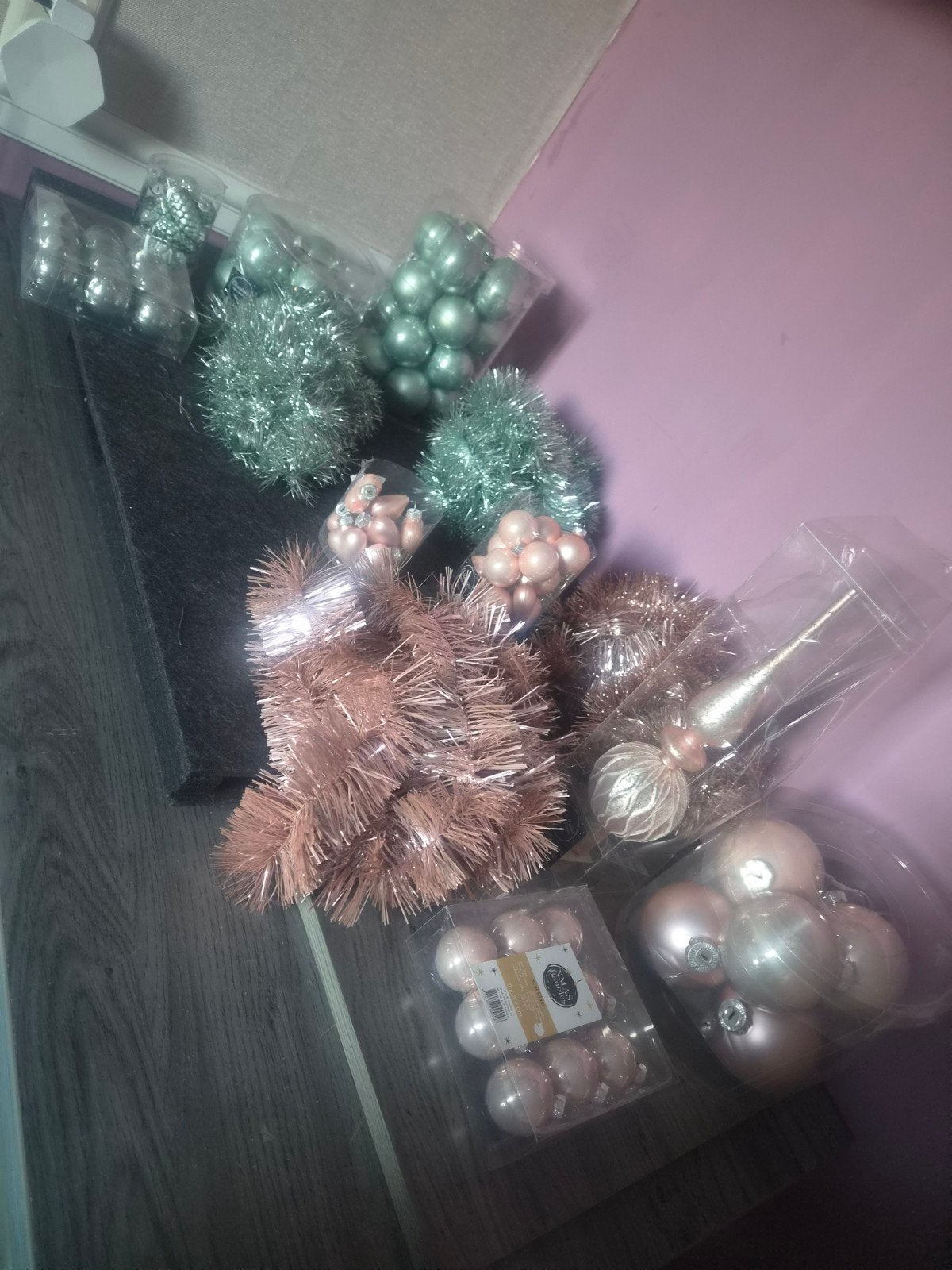 Kerstversiering roze en mintgroen, Ophalen, Gebruikt
