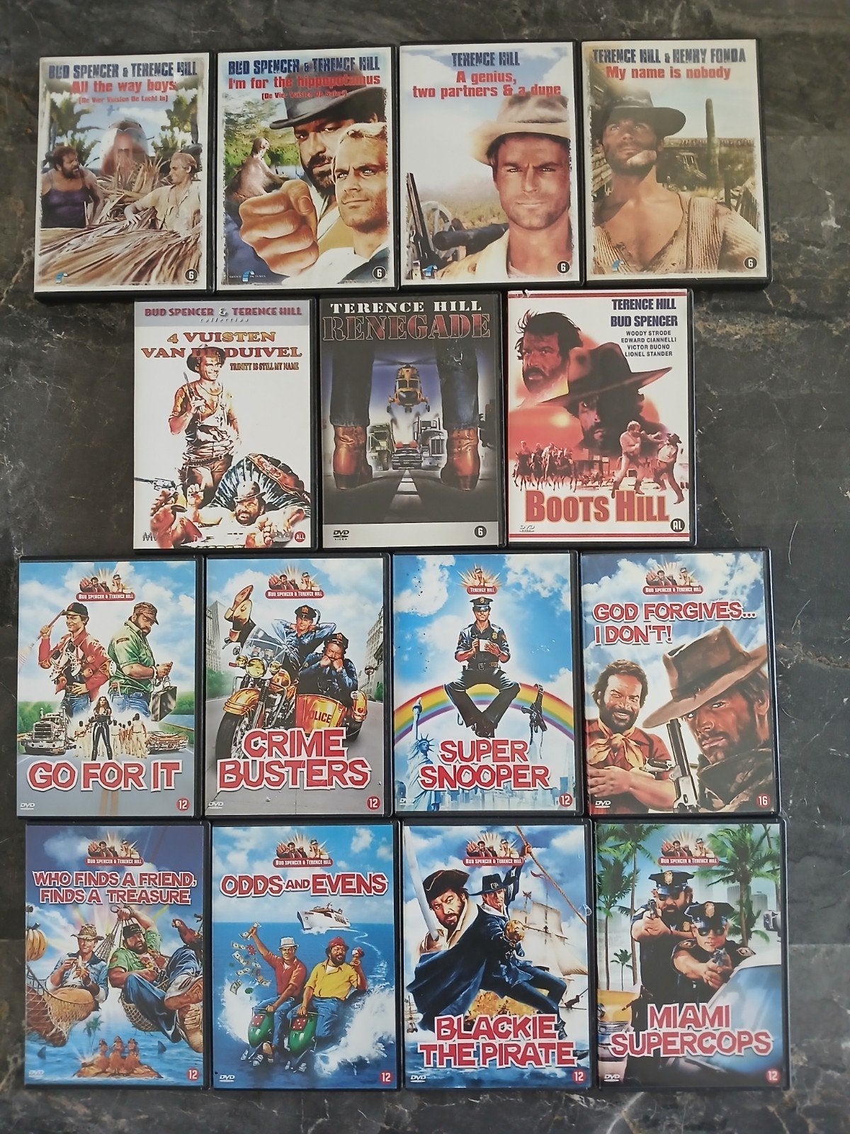 Bud spencer & terence hill dvd's- zie beschrijving & foto's, Alle leeftijden, Ophalen of Verzenden, Zo goed als nieuw