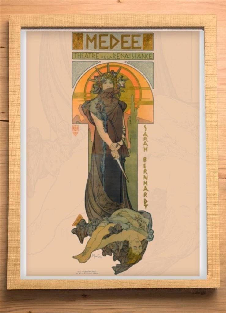 [Affiche Poster in Lijst] Alphonse Mucha Medee | Medea, Verzamelen, Posters, Nieuw, Film en Tv, A1 t/m A3, Verzenden