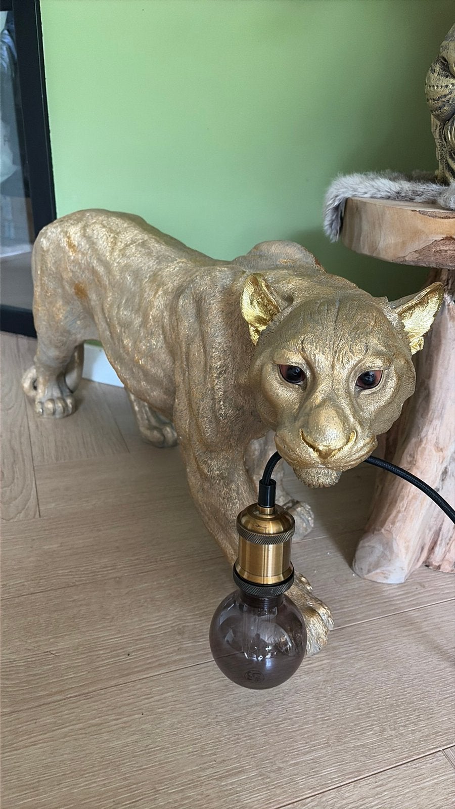 Lamp luipaard goud xxl, Ophalen, Zo goed als nieuw, E27 (groot), Minder dan 100 cm