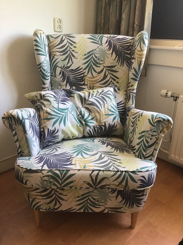 Zo goed als nieuwe fauteuil met tropische print, Ophalen, 75 tot 100 cm, Zo goed als nieuw, 50 tot 75 cm
