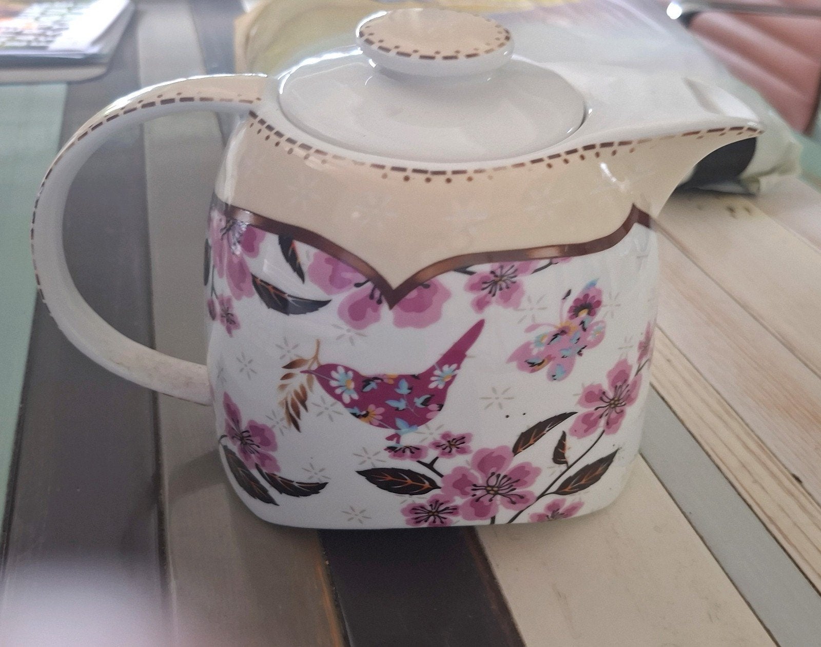 birdy collectie theepot xenos, Huis en Inrichting, Keuken | Servies, Ophalen, Zo goed als nieuw, Porselein, Theepot