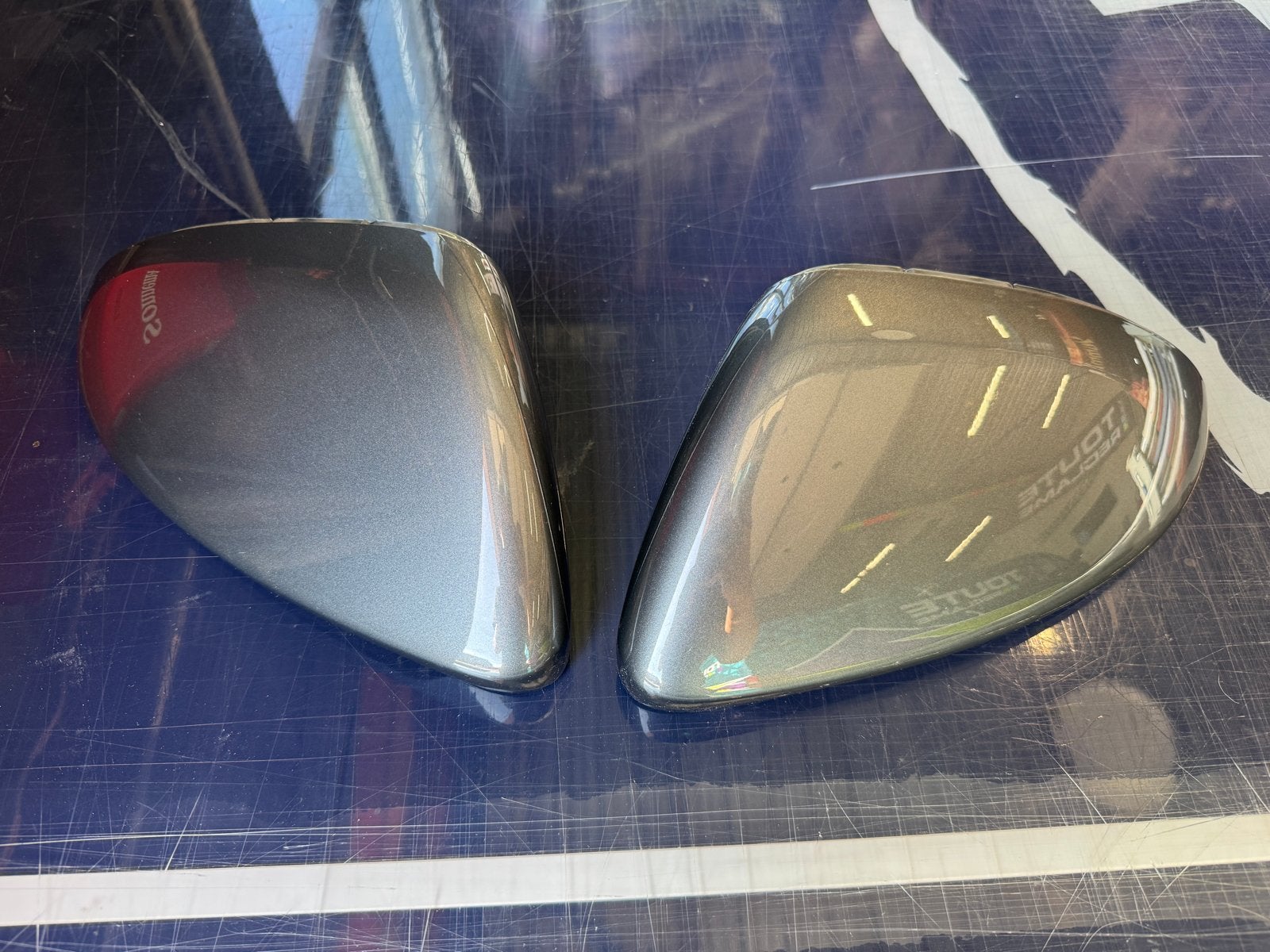 VW Golf 7 spiegelkappen Indium Grey (links en rechts), Auto-onderdelen, Spiegels, Ophalen of Verzenden, Gebruikt, Volkswagen