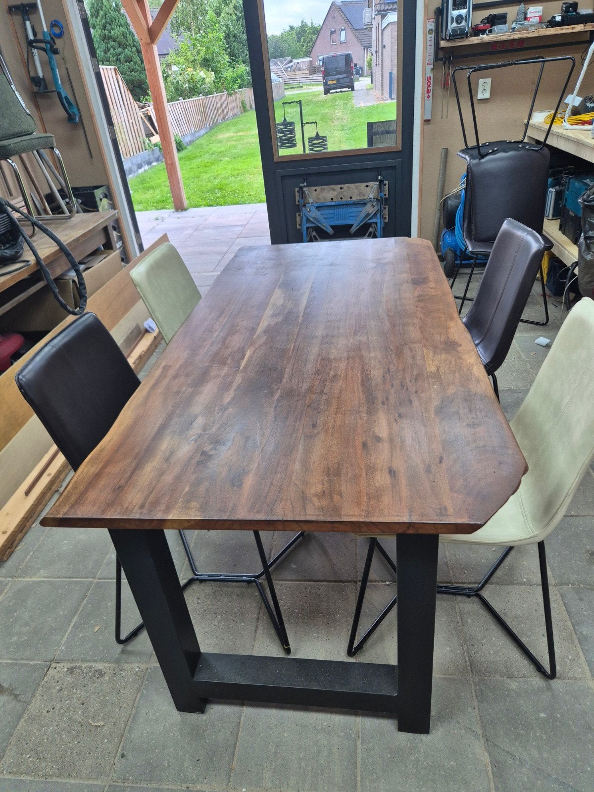 industriële eetkamertafel met stoelen, Huis en Inrichting, Ophalen, Nieuw, Industriële, 4 tot 6 stoelen