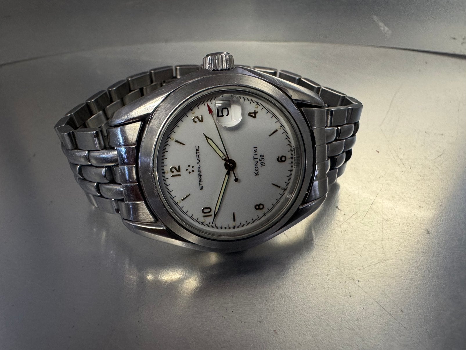 Eterna Kontiki Automatic date, Ophalen of Verzenden, Staal, Overige merken