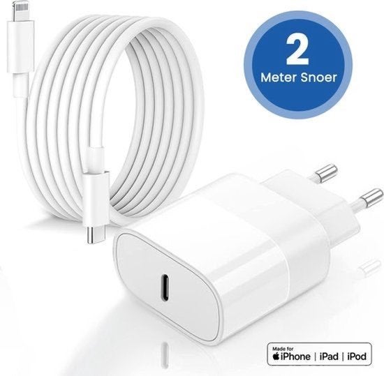 20W Super Snellader - Oplader - 2 Meter Oplaadstekker, Verzenden, Nieuw