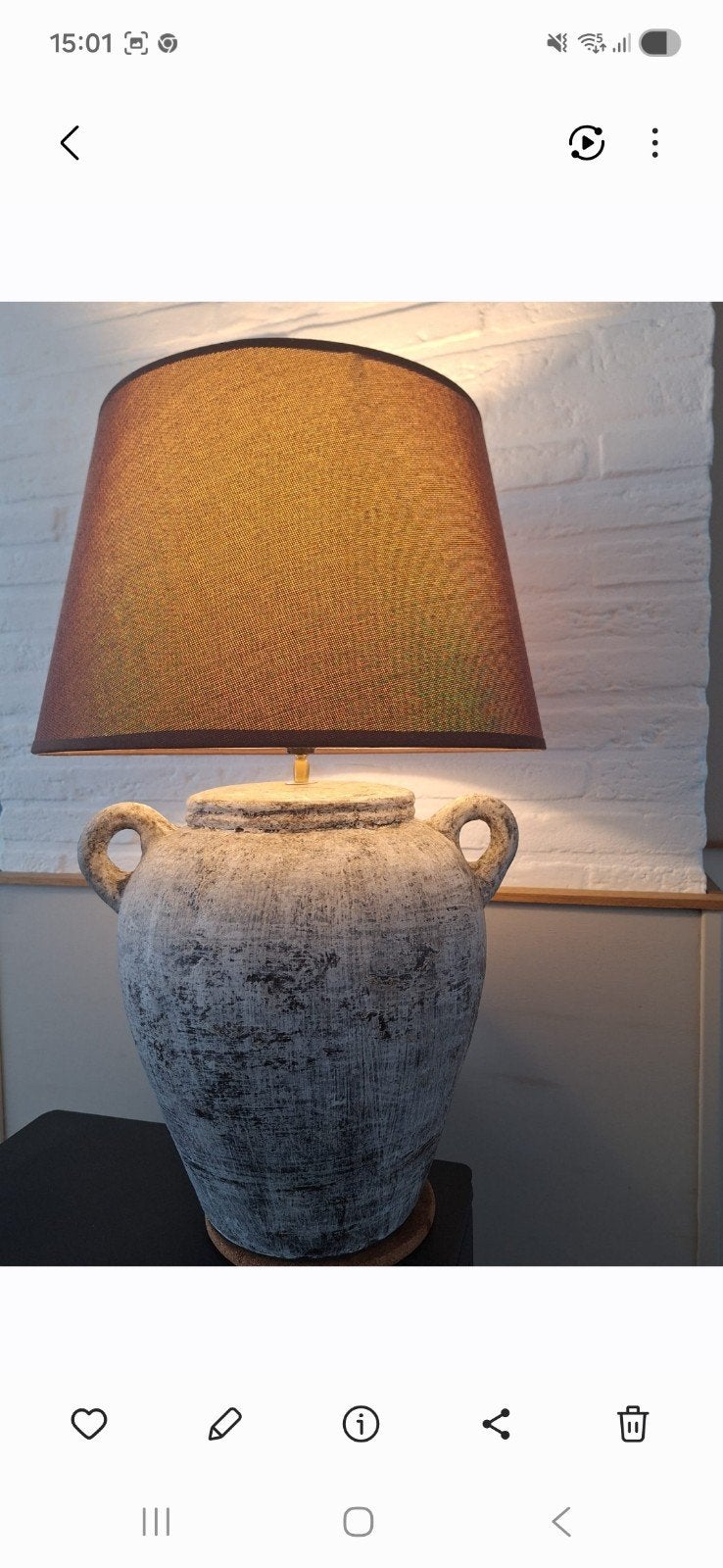 Kruik lamp hoogte 65cm kap 30cm bij 30cm, Huis en Inrichting, Lampen | Tafellampen, Ophalen