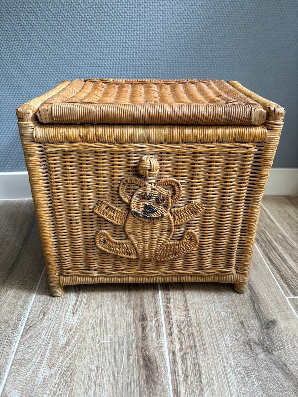 Rotan rieten vintage opberg kistje mand, Ophalen, Minder dan 50 cm, Gebruikt, 50 tot 100 cm
