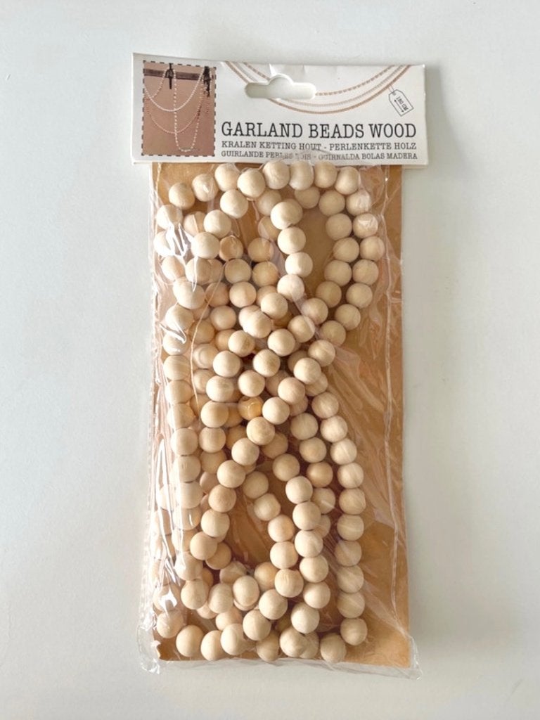 Houten kralenslinger / woonketting decoratie kralen 180cm, Ophalen of Verzenden, Nieuw, Beige, Hout